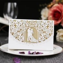 Элегантная невеста и жених свадебная пригласительная открытка с конвертом Современная выдолбленная Лазерная Обложка Персонализированная поздравительная открытка