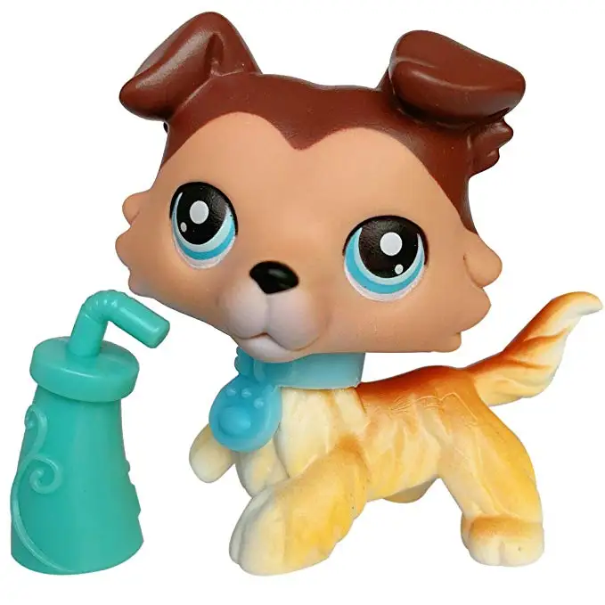 

Pet Collectable Action Figures Collie Yellow and Tan Clear Peg Red Magnet Foot with Paw Rised Up Figures Kids Gift