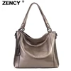 ZENCY Soft 100% Genuine Cow Leather First Layer Cow Skin Women Shoulder Bags Soft Real Cowhide Cross Body Messenger Tote Handbag ► Photo 1/6