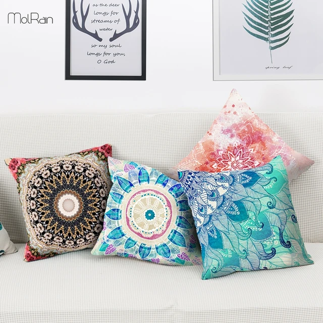 Us 1 99 20 Off India Decorative Pillows Mandala Cushion Cover For Sofa Chair Throw Pillowcase Car Pillow Covers Square Polyester Cushions In