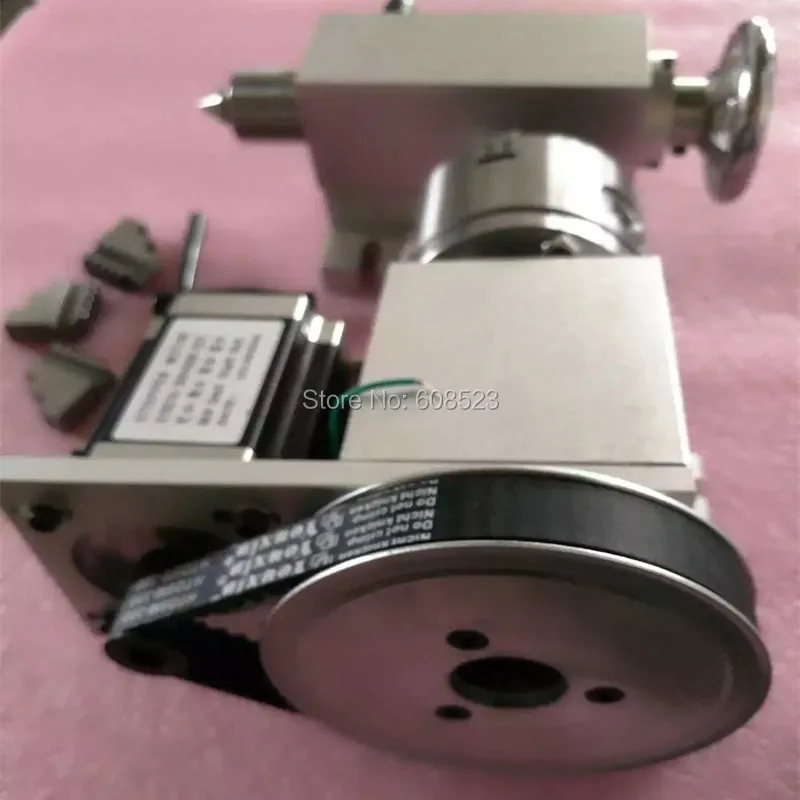 Nema 34  stepper motor (4:1) K11-100mm 4Jaw Chuck 100mm CNC 4th axis A aixs rotary axis + tailstock for cnc router