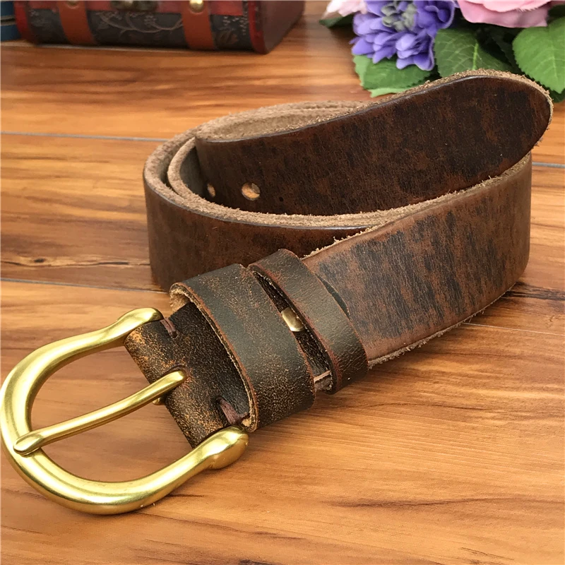 US $29.46 Brass Belt Buckle Men Belt Leather Belts Men Leather Vintage Cowboy Jeans Male Strap Ceinture Homme Riem Mbt0004