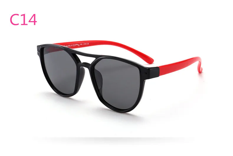 ASUOP2018 new fashion silicone children pilot polarized sunglasses UV400 retro girl round glasses boy color soft brand glasses (13)