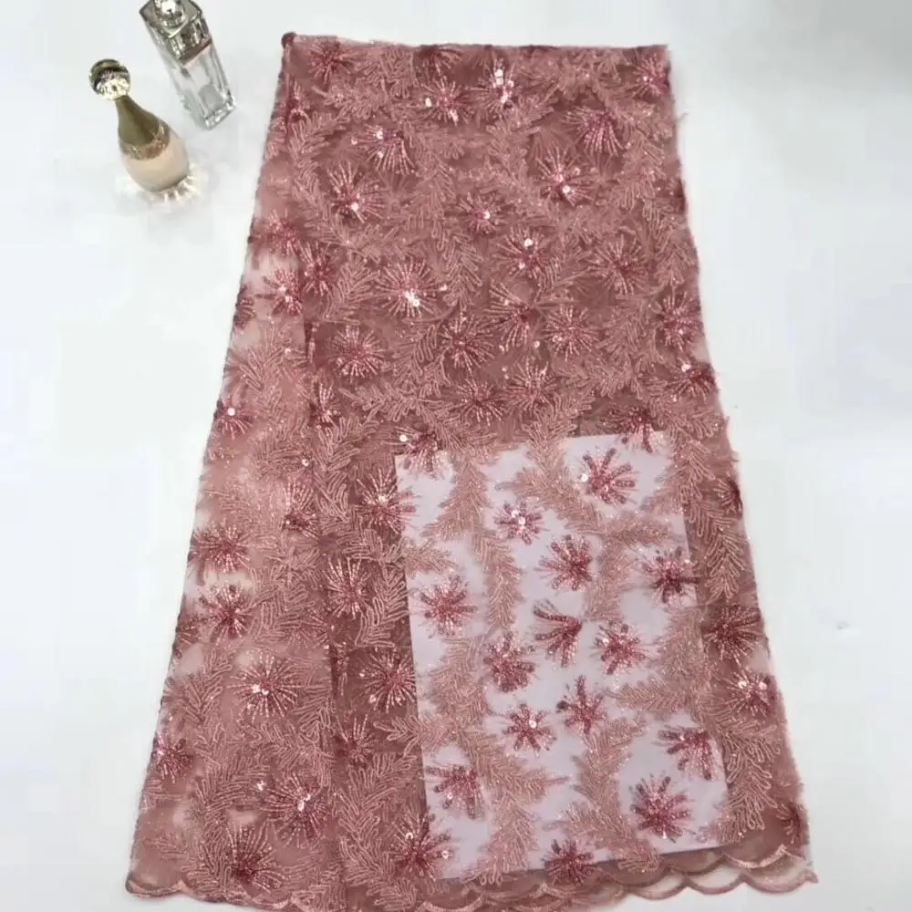 

Best Quality African Lace Fabric Pink Swiss Voile Lace High Quality Embroidery French Mesh 2019 Nigeria Lace Fabric
