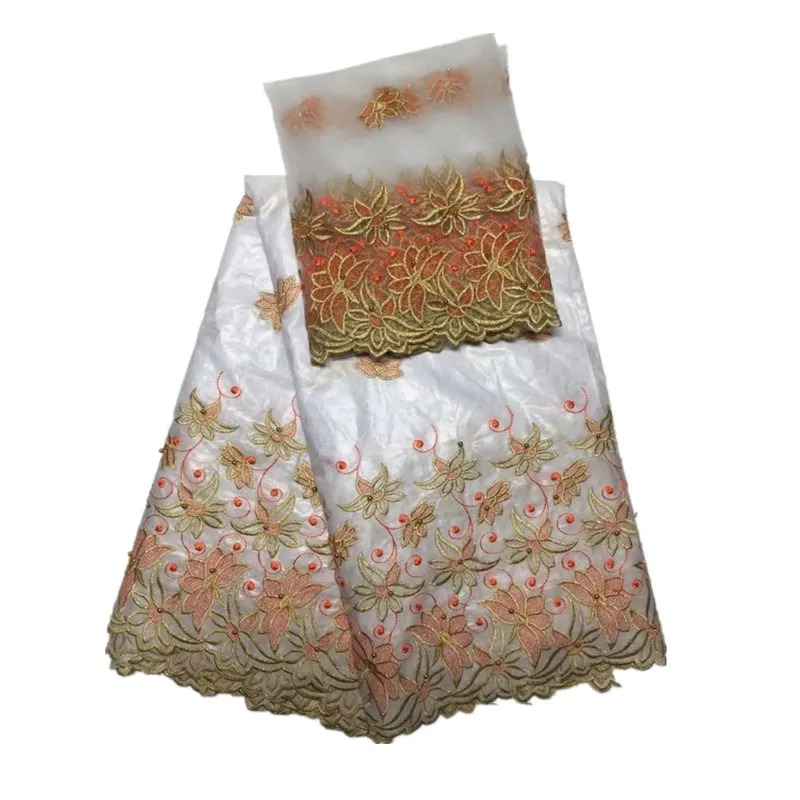 Высокое качество белый Базен Getzner Ткань Нигерия Дамаск Shadda бисером Гвинея Brocade