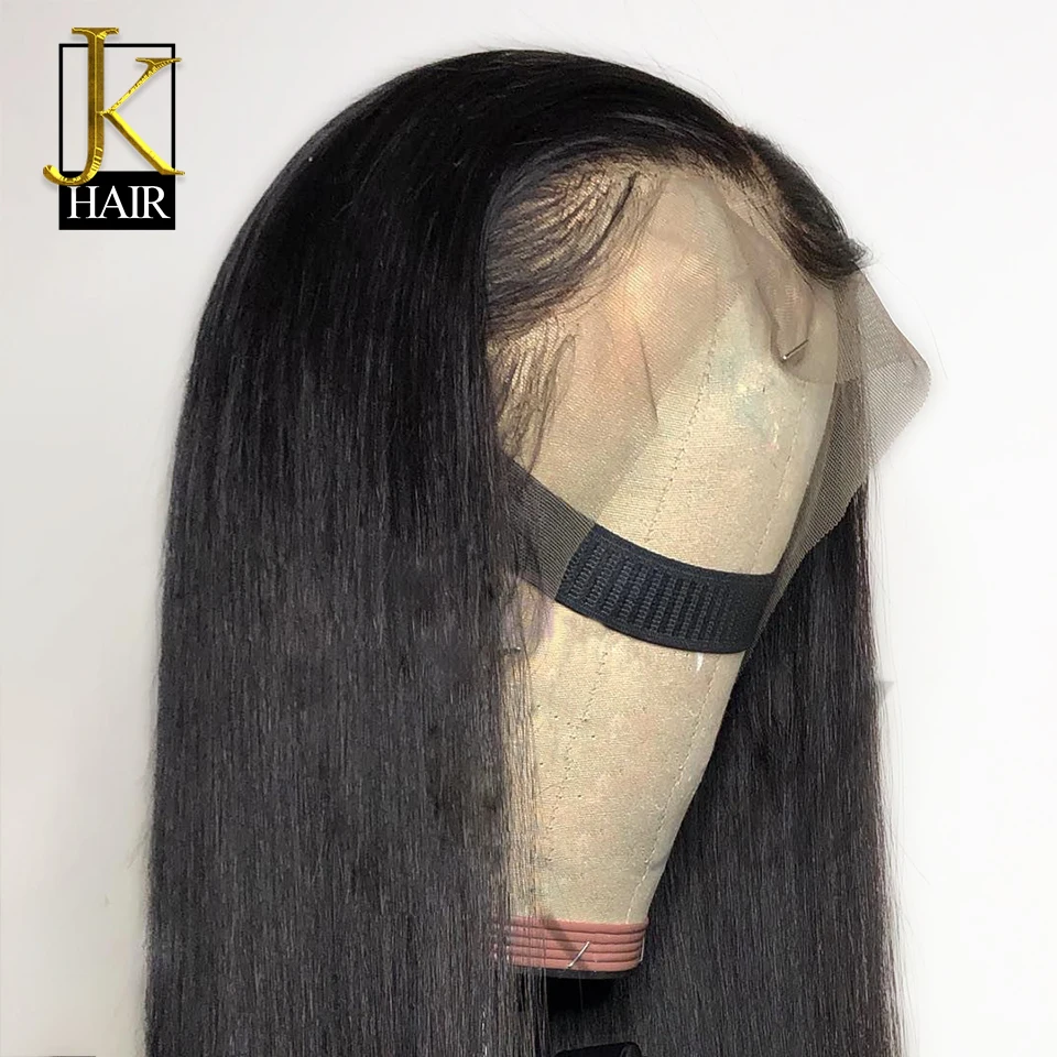 13*4 прямые волосы парик Remy бразильские кружева передние человеческие волосы парики для женщин черный цвет отбеленные с волосами младенца JK глубокая часть