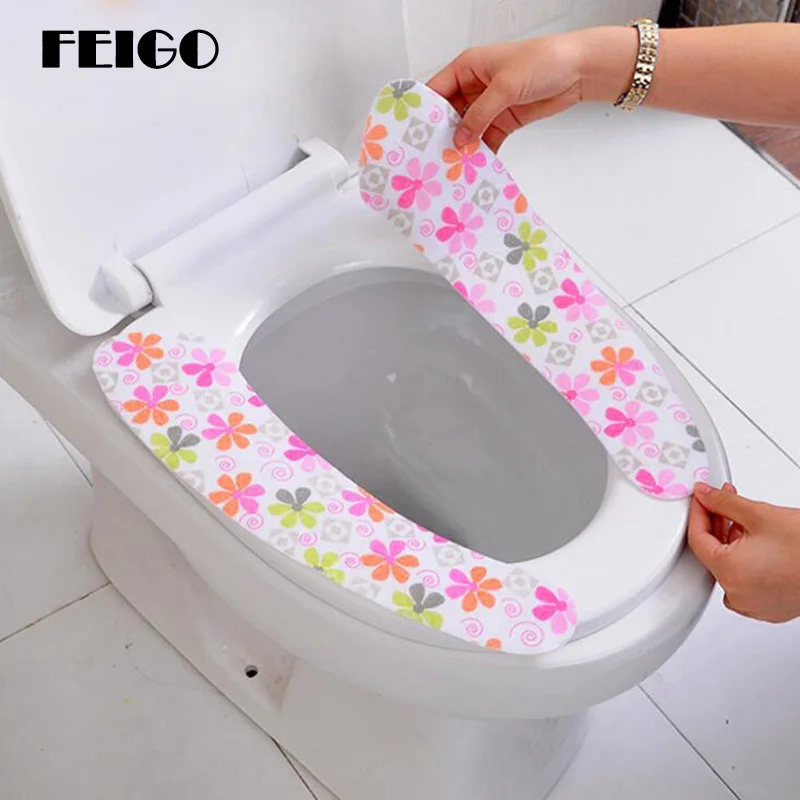 

FEIGO Toilet Seat Cover Mat Seamless Self-Adhesive Insulation Toilet Seat Cushion Washable Warm Soft Bathroom Accessories F669
