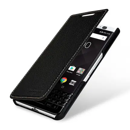 Чехол из натуральной кожи для Blackberry KEY2, флип-чехол для телефона, чехол для Blackberry KEY 2, чехол для Blackberry KEYone - Цвет: Черный