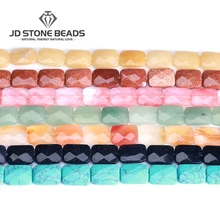 Граненый прямоугольной формы натуральный драгоценный камень Агат Бусины Аметист полудрагоценный камень для изготовления ювелирных изделий ожерелье браслет аксессуар