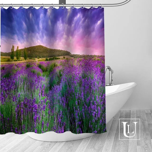 Custom Lavender Bath Curtain Fabric Modern Shower Bathroom Custom Lavender Bath Curtain Fabric