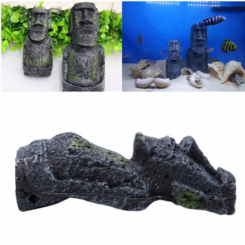 Aquarium Decorations Easter Island Statues Landscape Resin Crafts Fish