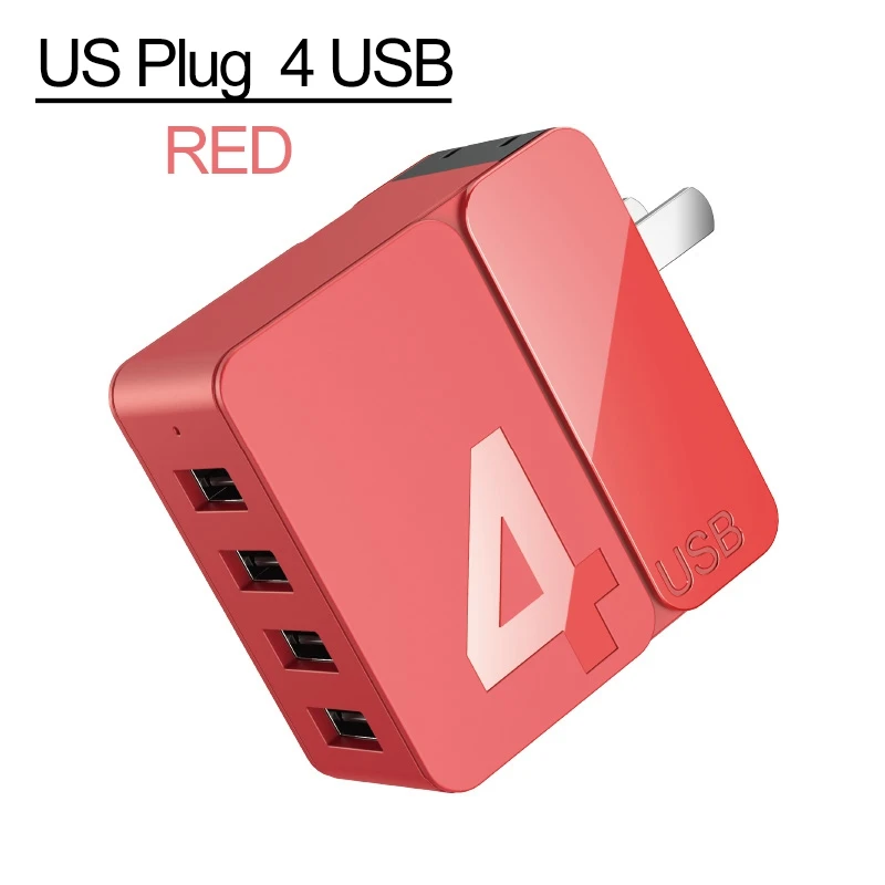 ROCK 4 USB зарядное устройство с двумя портами usb быстрое зарядное устройство EU US вилка Дорожное настенное зарядное устройство для iPhone samsung Xiaomi Мобильные Телефоны Планшеты - Тип штекера: US Plug 4USB Red