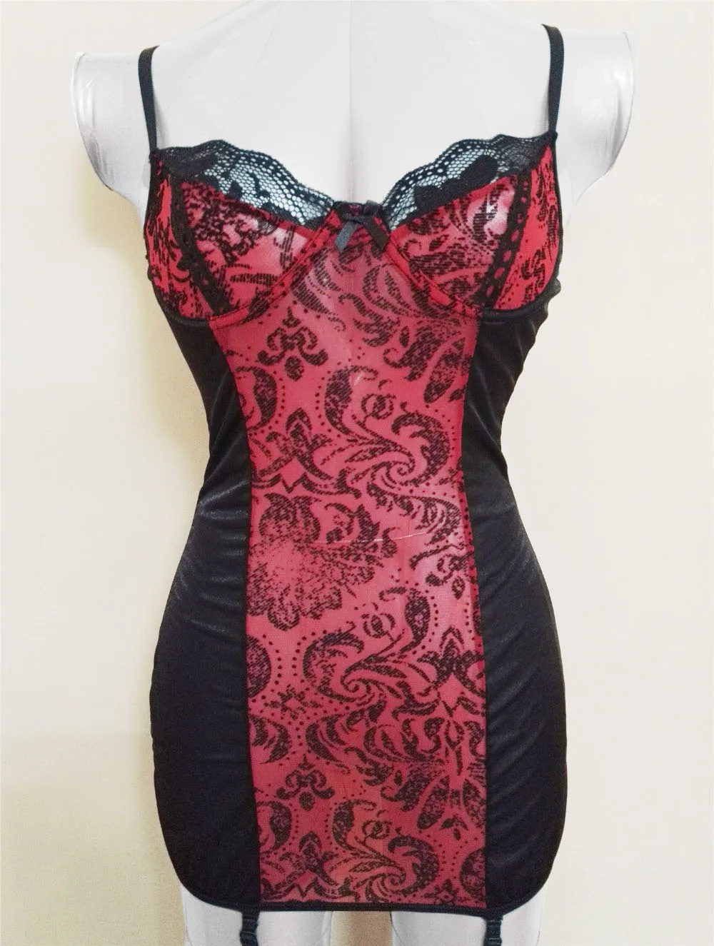 New Sexy Babydolls Sleepwear Burlesque Red Overbust Pattern sexy
