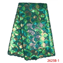 Африканская кружевная ткань Высококачественная кружевная французская сетка с блестками вышитая кружевная тюль ткань для свадебного платья KS2625B-1