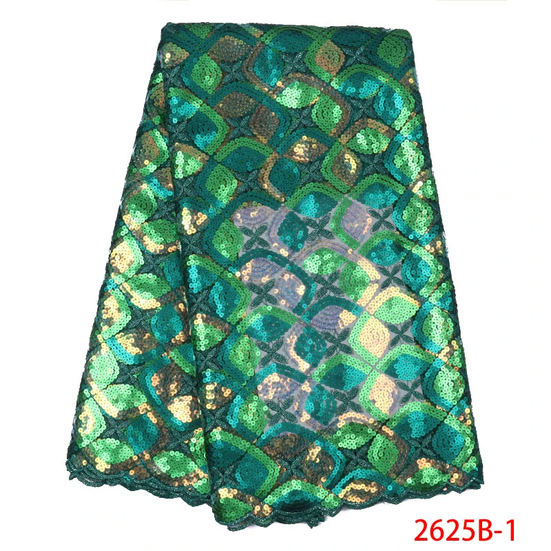 

african lace fabric 2019 high quality lace French Sequins Net Embroidery Tulle Lace Fabric for wedding dress KS2625B-1