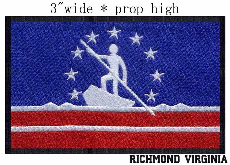 Richmond, Virginia USA Flag embroidery patch 3" wide shipping/stripes