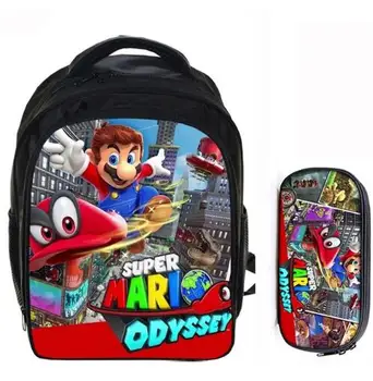

13 Inch Super Mario Bros Sonic Boom Boys Girls School Backpacks Children Bagpack Kids Cartoon Bags Mochila Pencil Bag Sets