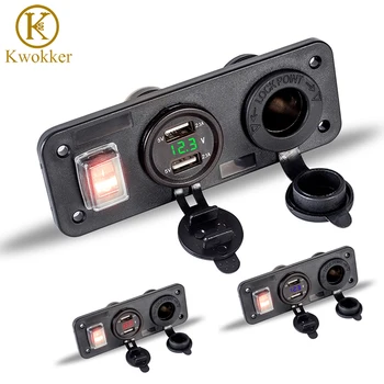 

12/24V 5V/4.2A Car Charger Motorcycle Plug Dual USB Adaptor + Voltage + Cigarette Lighter Socket Cigarette Charger