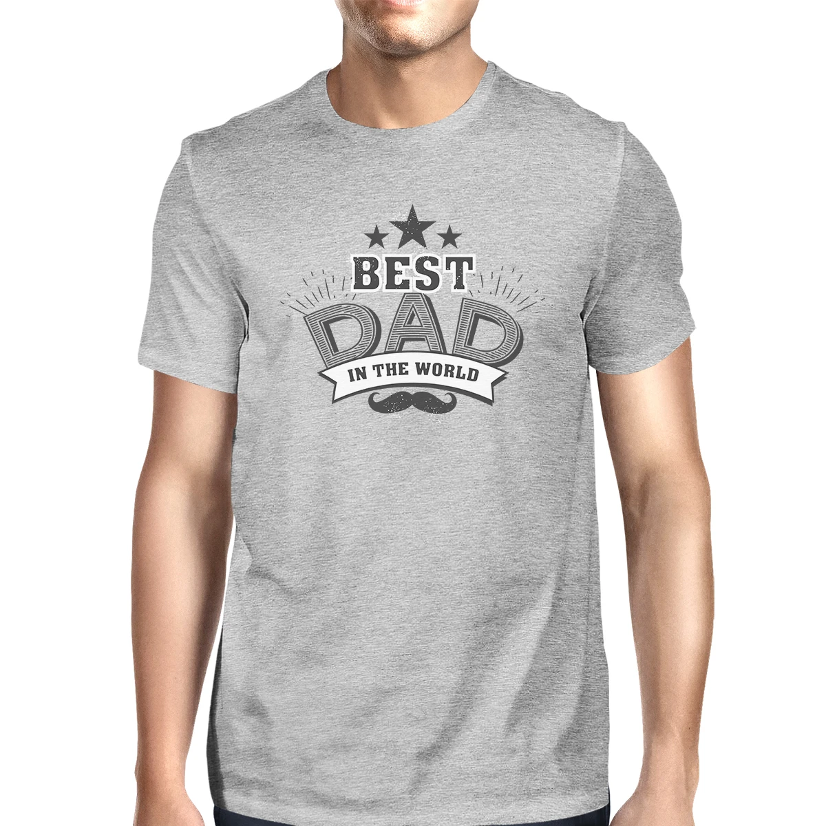 365 Printing Best Dad In The World Mens Grey T-Shirt Unique Design Tee For Dad