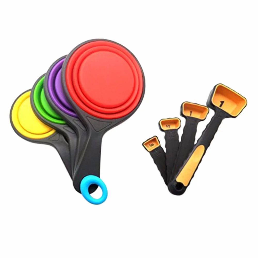 

Silicone Measuring Spoon Cups Set 4pcs Ice Cream Baking Cook Kitchen Measuring Tool