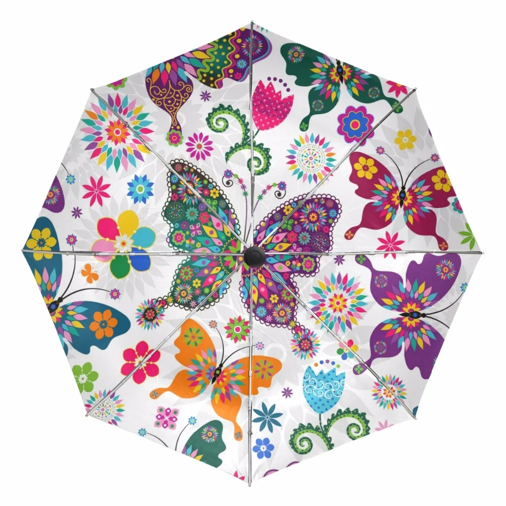 

Fully Automatic Custom Beautiful Cartoon Butterfly Umbrellas Women Creative Design Foldable Anti UV Sun Rain Umbrella
