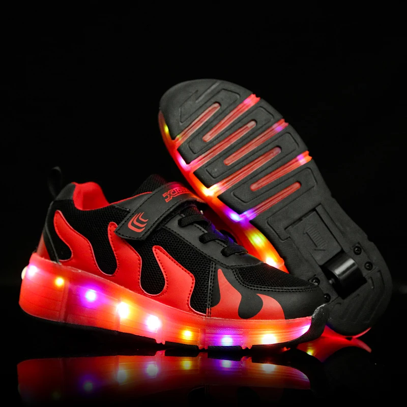 Кроссовки детские кроссовки с колеса роликовые коньки обувь Детские светящиеся кроссовки туфли со светодиодной подсветкой для мальчиков и девочек