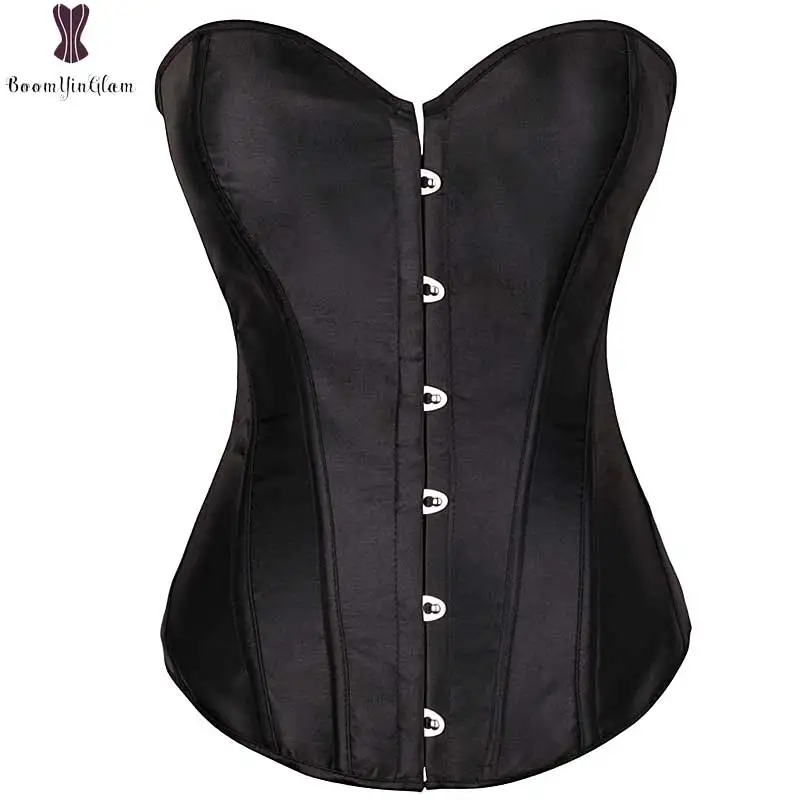 Waist Trainer Bustier Satin Women Front Buckle Closure Elastic Boned Corselet Top