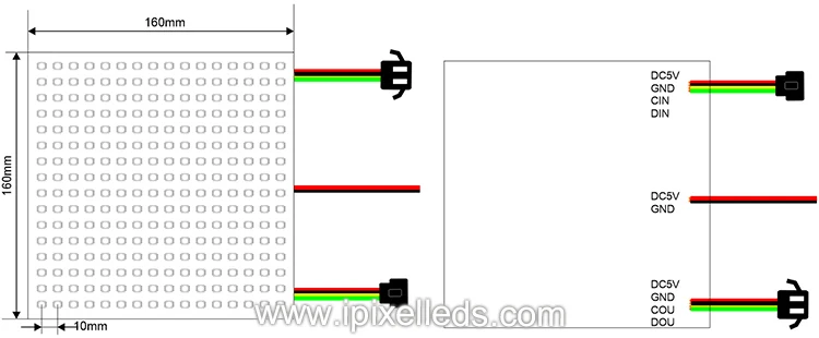 16x16 RGB APA102 Светодиодный точечный матричный, гибкий, светодиодный RGB панель света