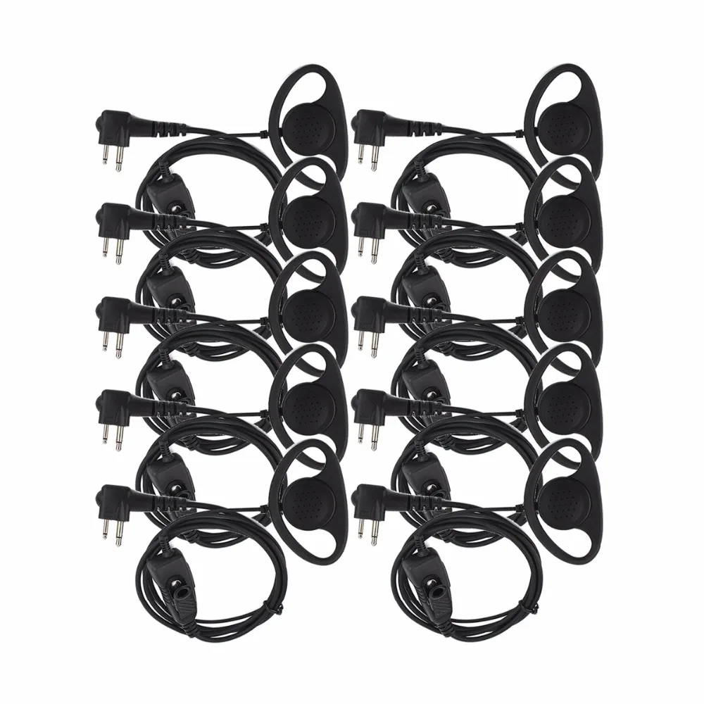 

10pcs Retevis R-122 Headset D Shape 2 Pin Soft Ear Hook Microphone For Motorola GP68/GP88/GP300/2000/CT150/P040/Pro1150 C9039A