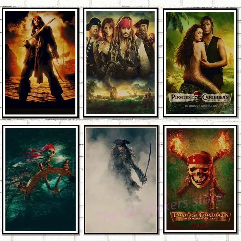

Pirates of the Caribbean Posters At World's End.On Stranger Tides.Dead Man's Chest. Kraft poster Wall Stickers/5071