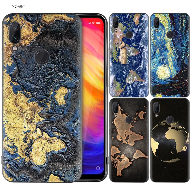 

Silicone Coque Case for Xiaomi Redmi Note 7 6 5 Pro Mi A1 A2 8 Lite 9 GO Poco F1 S2 4 4X Plus World Map Travel Plans Special