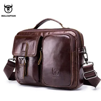 

BULLCAPTAIN Genuine Leather Top Handle Business Messenger Shoulder Bag Cowhide Men Handbag Famous Brand Crossbody Leather Bags