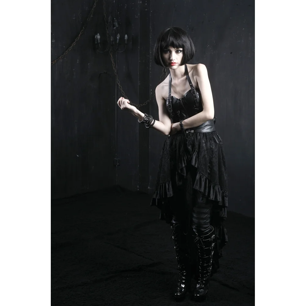 Панк элегантный готический черный Kera визуальный Kei сексуальный кружевной плащ пояс для юбки Q167