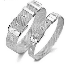 Новинка! 2 стиля хорошее серебряное ювелирное изделие женский/мужской дизайн широкий сетчатый ремень дизайн браслет модный браслет YB48