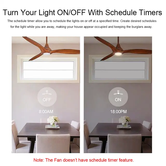 Qiachp Wifi Ceiling Fan Smart Remote Control Switch Timer Fan