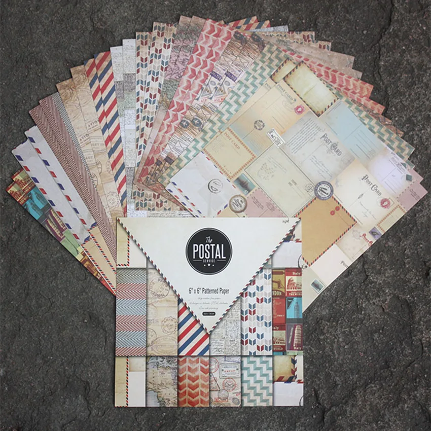 

24pcs/Pack 6*6inch The Postal Service Patterned Paper Pack for Scrapbooking DIY Happy Planner Card Making Journal Project
