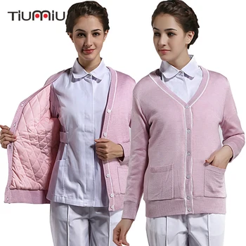 

Nurse Uniforms Sweater Cardigan Coat Long Sleeve Female Women Nurse Doctor Autumn Winter Warm Sweater Hospital Work Clothes