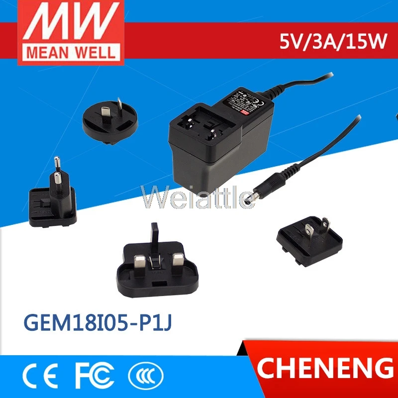 

MEAN WELL original GEM18I05-P1J 5V 3A meanwell GEM18I 5V 15W AC-DC High Reliability Interchangeable Medical Adaptor