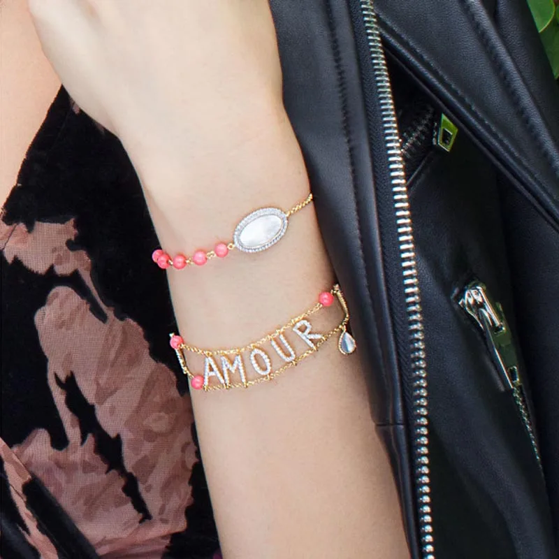 Rosso Alberi di Vero E Proprio Marchio 925 Bracciali In Argento Sterling Gioielleria Raffinata Per Le Donne Regolabile Catena Lettera di Modo Mmour Braccialetto
