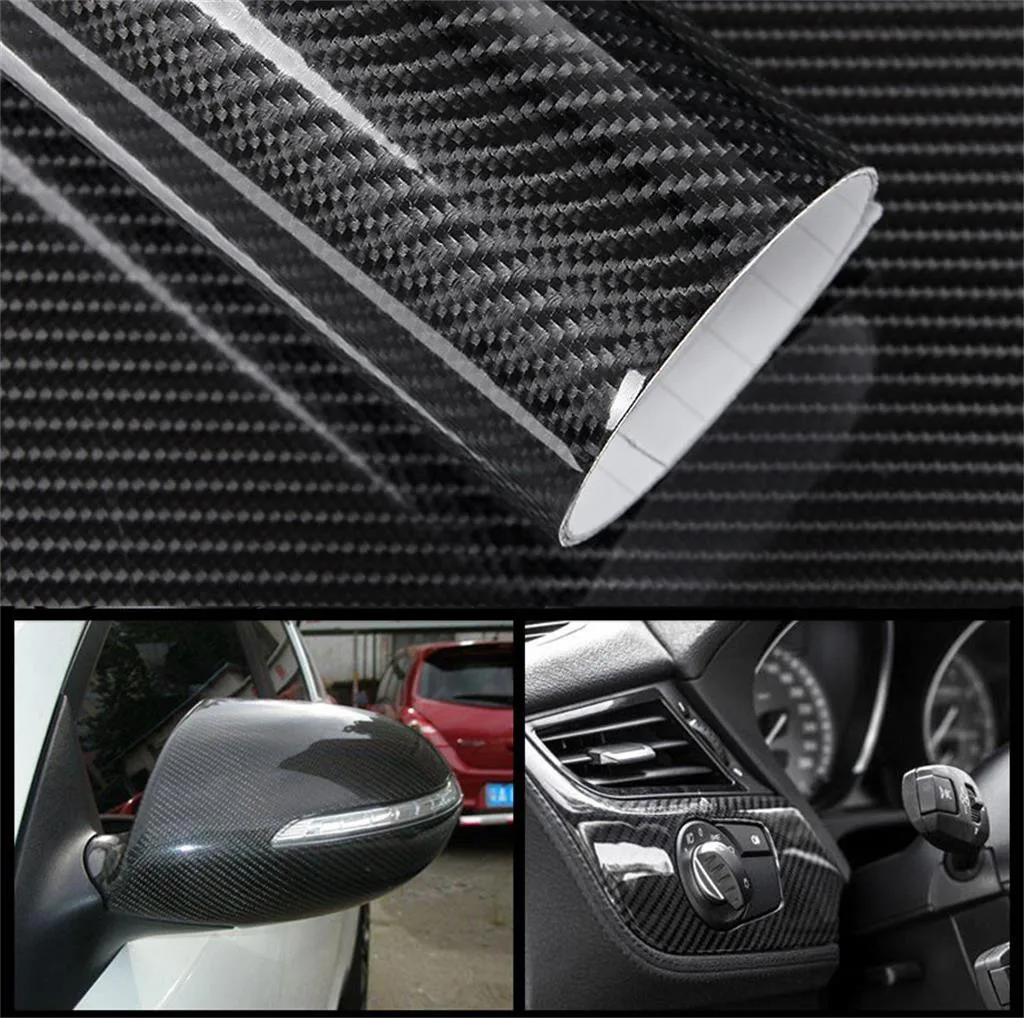 3D Carbon Fibre Car Motorbike Vinyl Vehicle Wrap Air//Bubble Free White