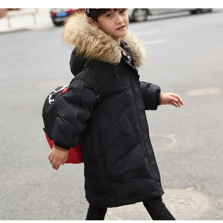 New Fashion 2018 white duck down jackets girls winter coat for boys warm tops clothing fur hooded long coat for kids outerwear (13)