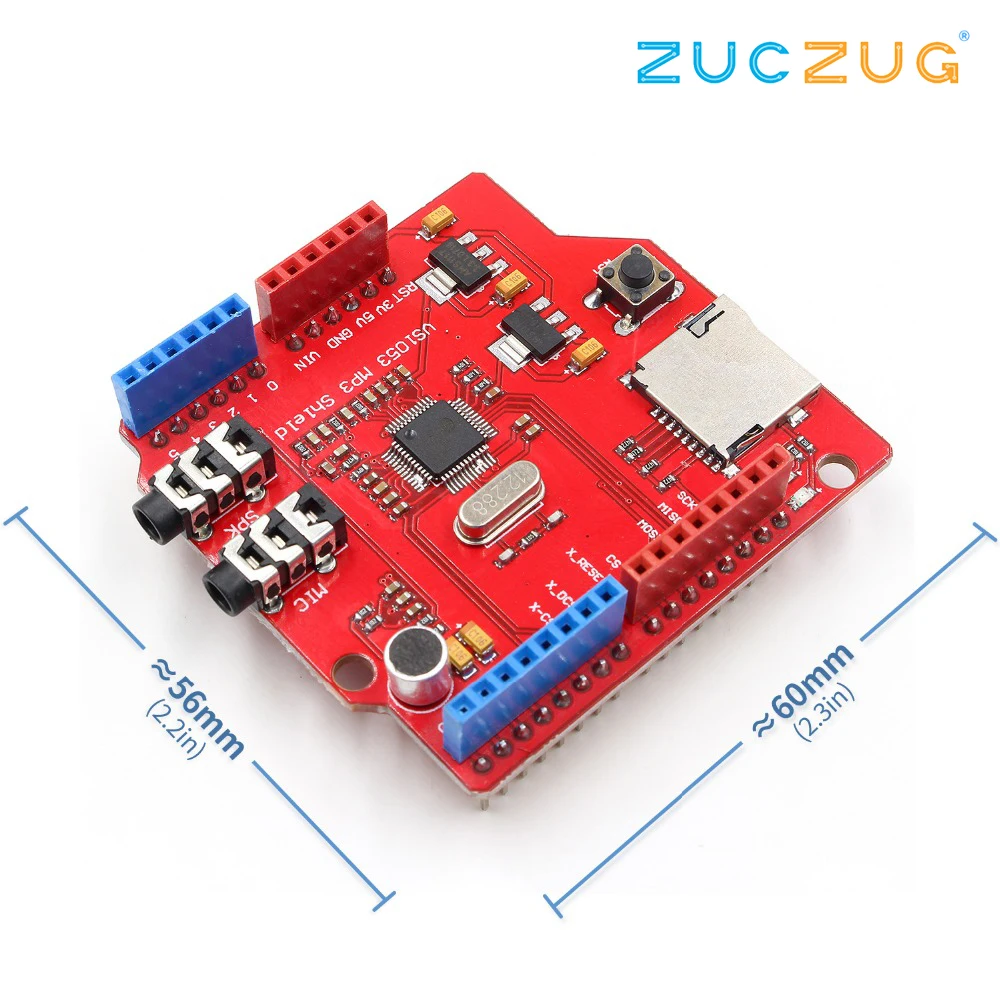 

VS1053 VS1053B Stereo Audio MP3 Player Shield Record Decode Development Board Module With TF Card Slot For Arduino UNO R3 One