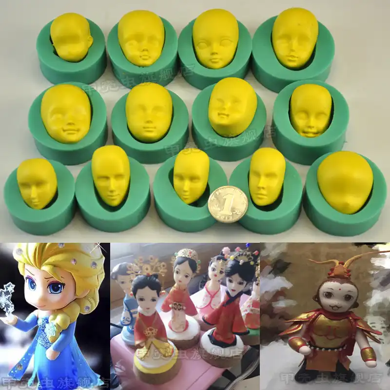 13 pçs silicone rosto molde fondant bolo molde bjd menina rosto decoração molde artesanal diy ferramenta