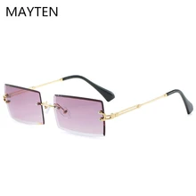 Роскошные брендовые прямоугольные женские солнцезащитные очки без оправы, квадратные поляризованные солнцезащитные очки для женщин Zonnebril Dames Vrouwen Bril