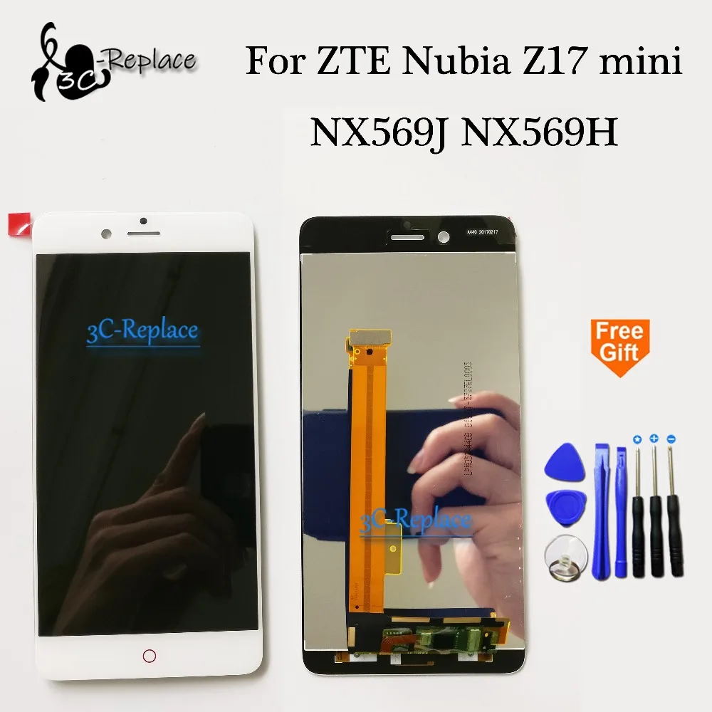 

100% Tested Black/White For ZTE Nubia Z17 mini z17mini NX569J NX569H LCD Display + Touch Screen Digitizer Assembly Free Tools