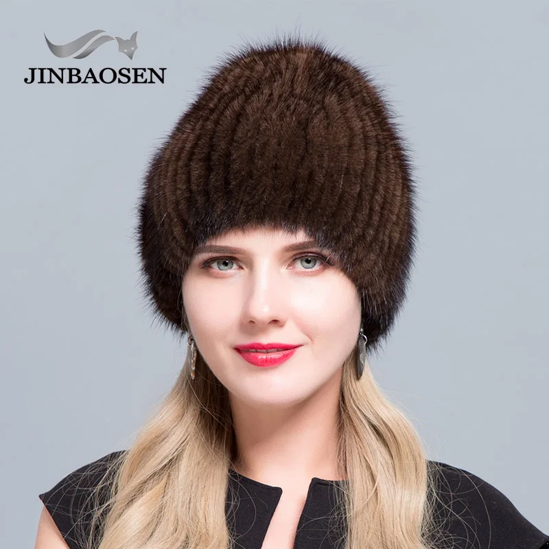 Женская зимняя шапка из меха норки для женщин среднего возраста, вязаная шапка-свитер, модная Лыжная Шапка в европейском и американском стиле