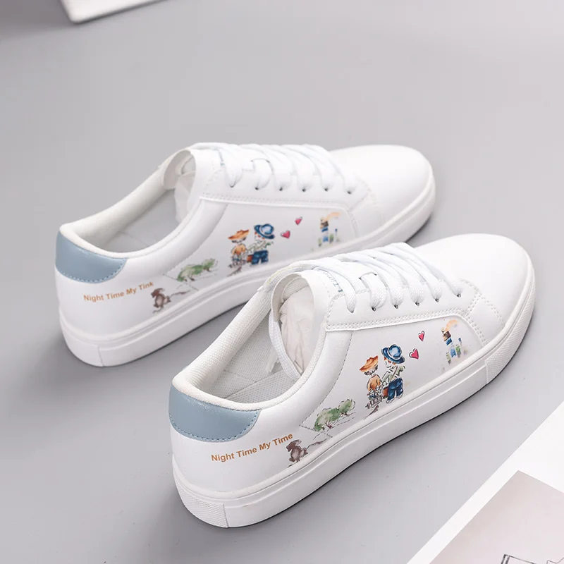 

Agsdon Women Fshion Graffiti Shoes Female Flats White Sneakers Summer Shallow Casual Women Shoe Rubber Women Fashion Sneakers
