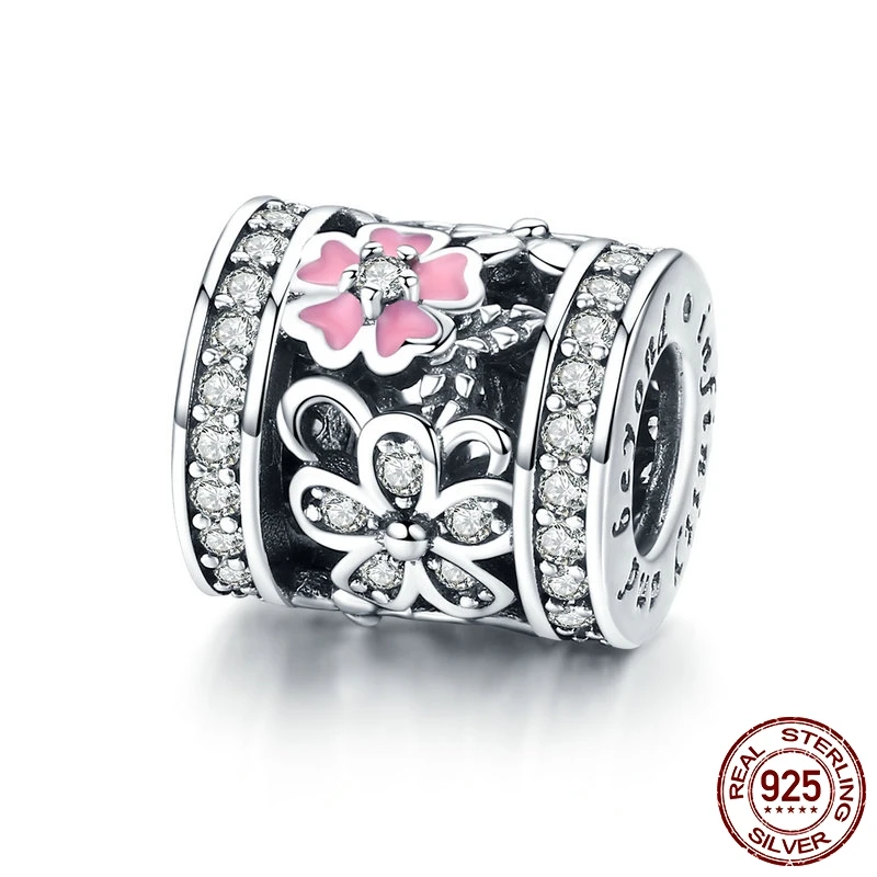 

FURUYA Spring Collection 925 Sterling Silver Daisy Flower Dazzling CZ Beads fit Original Pandora Bracelet DIY Charms Jewelry