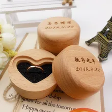 Деревенская коробка для свадебного кольца под заказ, деревянная коробка с сердцем ручной работы, индивидуальное обручальное деревянное кольцо, держатель для носителя, Выгравированная коробка