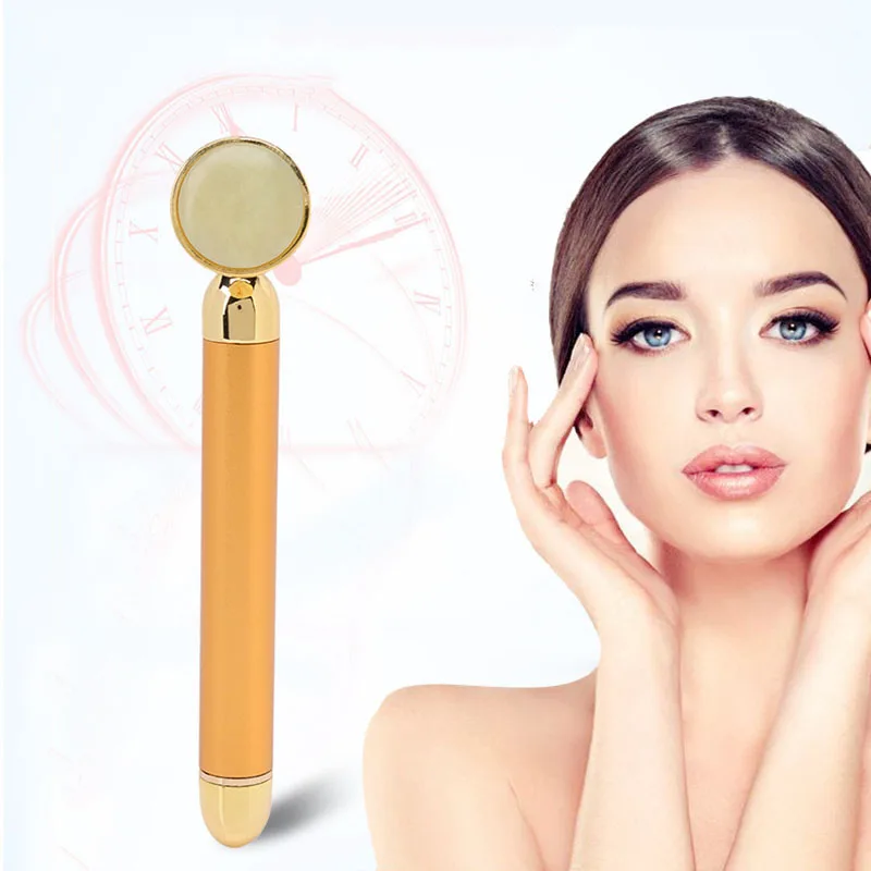 

Golden Jade Face Massager Energy Bar Vibration Massage Machine Face Lifting Skin Firming Tool V Face Shaper Reduce Double Chin